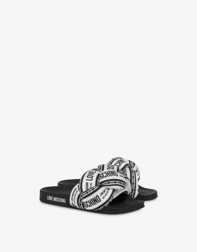 Love Moschino Pool Slides With Logo Print In White