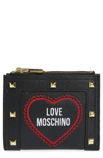 Love Moschino Portafogli Faux Leather Card Case In Black