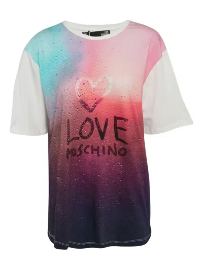 Pre-owned Love Moschino  Heart-print T-shirt In White