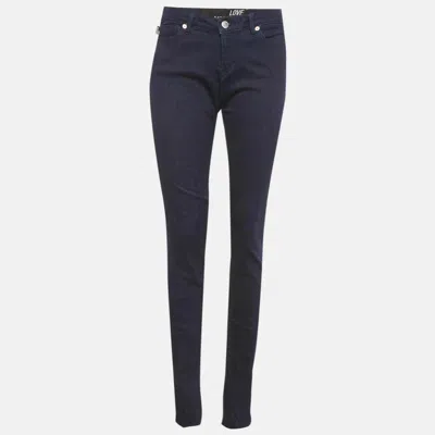 Love Moschino Print Denim Stretch Skinny Fit Jeans L Waist In Blue
