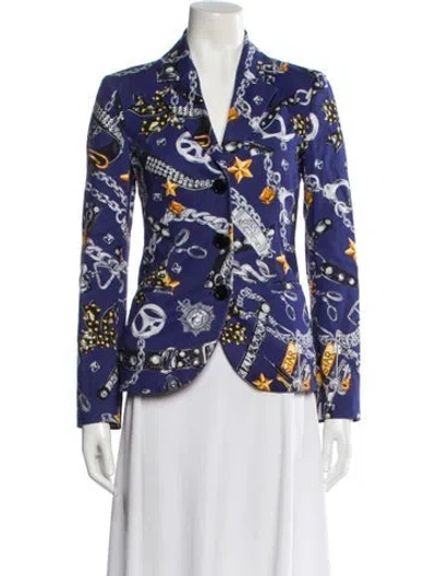 Pre-owned Love Moschino Printed Blazer In Blue