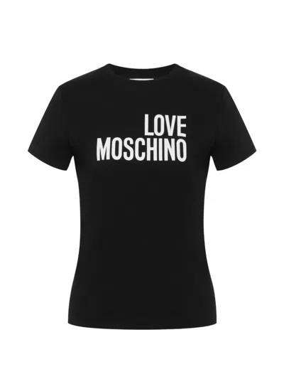 Love Moschino Printed Cotton Jersey T-shirt In Black