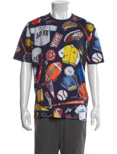 Pre-owned Love Moschino Printed Crew Neck T-shirt In Blue