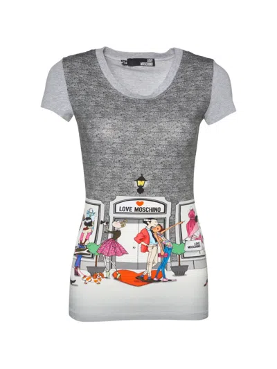 Pre-owned Love Moschino Printed Knit T-shirt In Gray