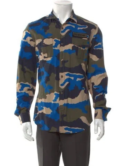 Pre-owned Love Moschino Printed Long Sleeve Shirt In Blue