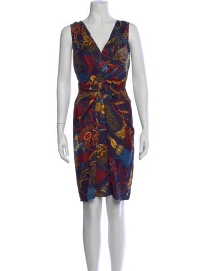 Pre-owned Love Moschino Printed Mini Dress In Blue