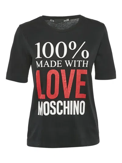 Pre-owned Love Moschino Printed T-shirt In Black