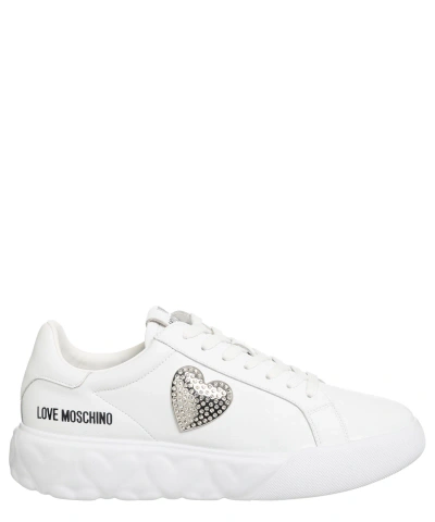 Love Moschino Logo-print Leather Sneakers In White