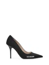 Love Moschino Logo-print Pointed-toe Leather Pumps In Nero