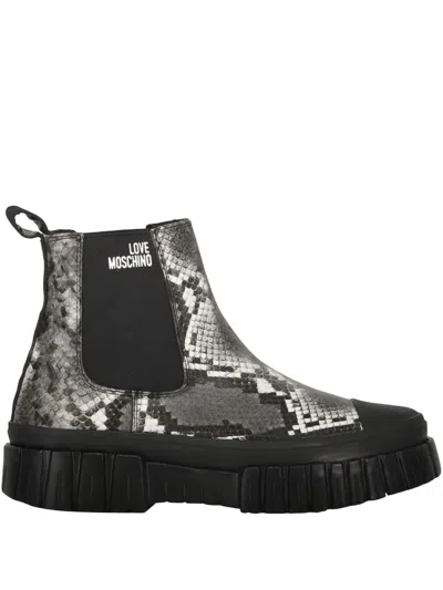 Love Moschino Python-print Boots In Animalier