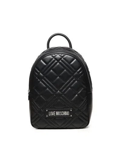 Love Moschino Quilted Backpack With Logo In Black