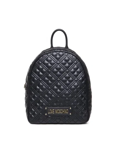 Love Moschino Quilted Backpack With Logo In Black