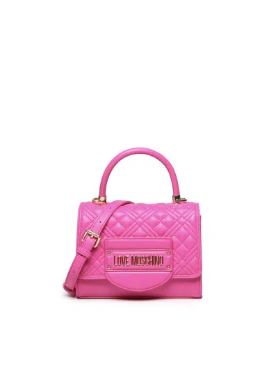 Love Moschino Logo-plaque Quilted Crossbody Bag In Fuchsia
