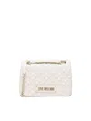 Love Moschino Quilted Bag With Logo Plaque In White