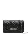 Love Moschino Quilted Black And Silver Shoulder Bag In Black