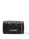 Love Moschino Quilted Black Shoulder Bag With Chain Strap In Black