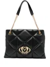 Love Moschino Quilted Black Shoulder Bag With Gold-tone Accents In Black
