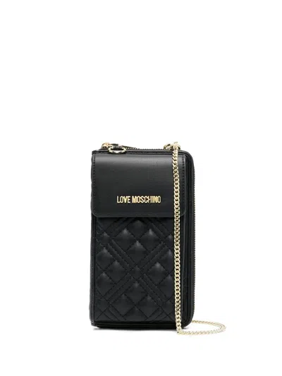 Love Moschino Quilted Chain-strap Wallet In 黑色