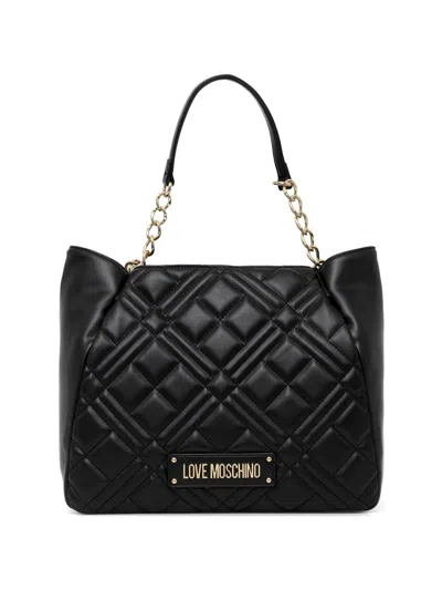 Love Moschino Quilted Chain Tote Bag In Black