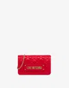 Love Moschino Quilted Chain Wallet Lettering Logo In Red