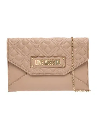 Pre-owned Love Moschino Quilted Clutch In Neutral