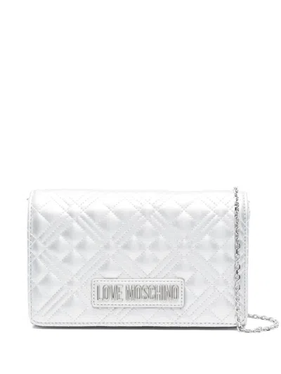 Love Moschino Quilted Cross Body Bag In Silver