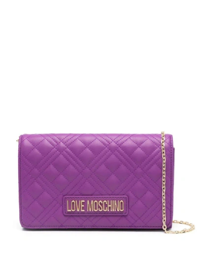 Love Moschino Quilted Crossbody In Purple