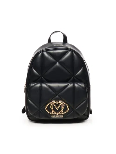 Love Moschino Quilted Embossed Backpack In Black