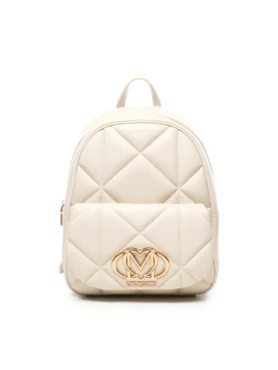Love Moschino Quilted Embossed Backpack In White