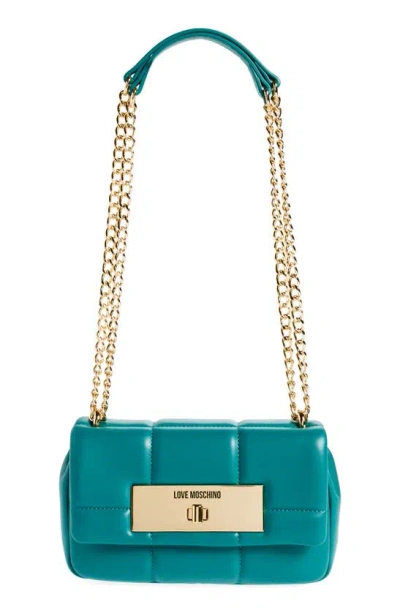 Love Moschino Quilted Faux Leather Shoulder Bag In Green