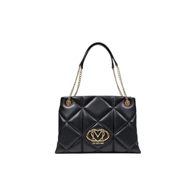 Love Moschino Quilted Geometric Polyurethane Shoulder Bag In Orange