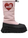 Love Moschino Quilted Heart-appliqué Boots In Pink