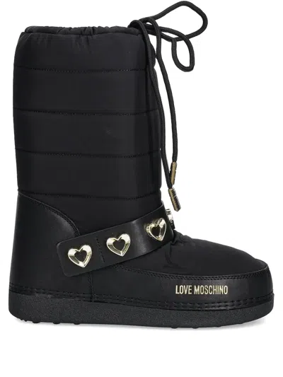 Love Moschino Quilted Heart Boots In Black