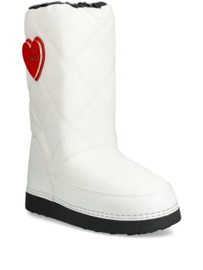 Love Moschino Quilted Heart-detail Snow Boots In White