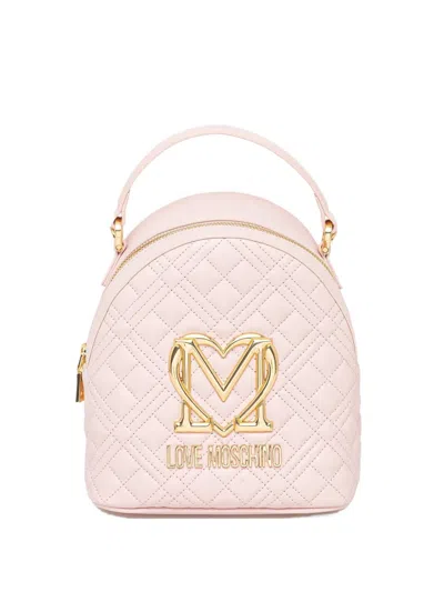 Love Moschino Quilted Heart-logo Backpack In Pink