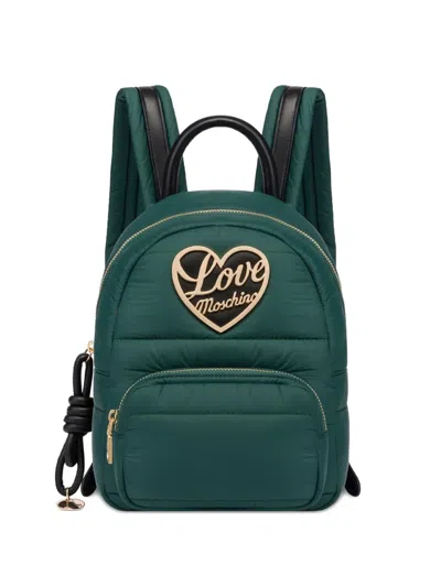 Love Moschino Quilted Heart-plaque Backpack In Green