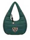 Love Moschino Quilted Heart-plaque Shoulder Bag In Green