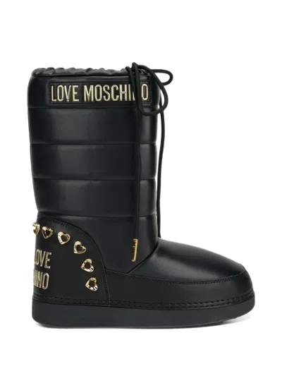 Love Moschino Quilted Heart-embellished Boots In Multi