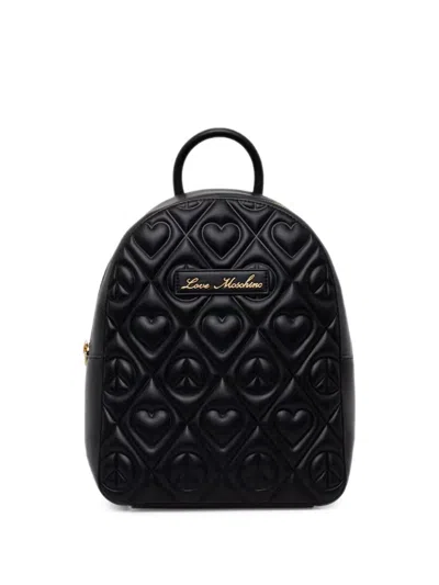 Love Moschino Quilted Heart-motif Backpack In Black