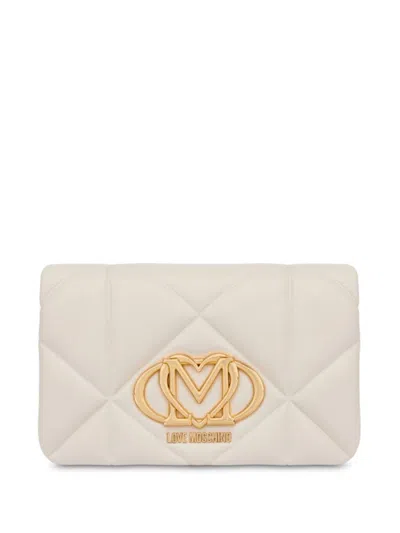 Love Moschino Logo-plaque Quilted Cross Body Bag In Neutrals