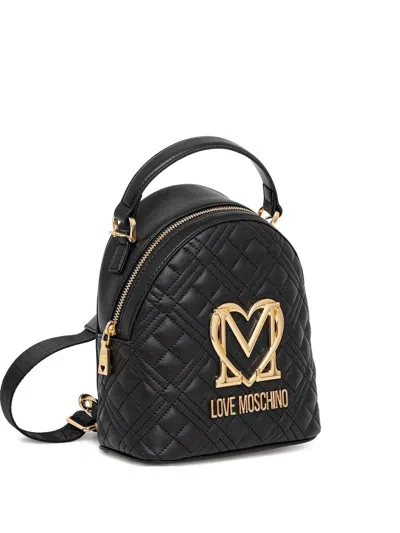 Love Moschino Quilted Logo Backpack In Black