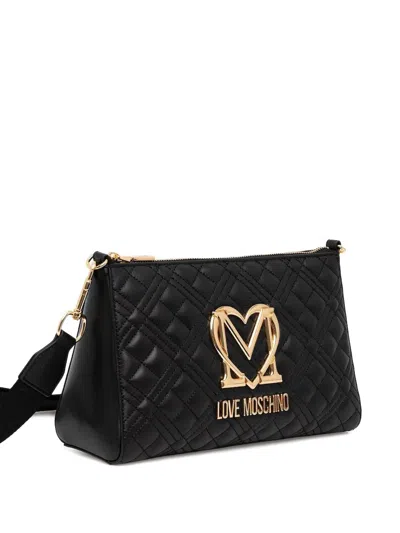 Love Moschino Quilted Logo Cross-body Bag In Black