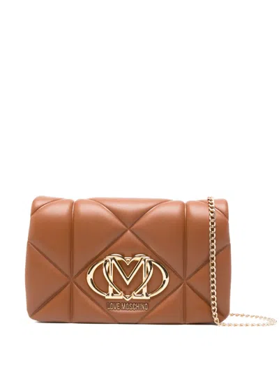 Love Moschino Quilted Logo Cross Body Bag In Brown