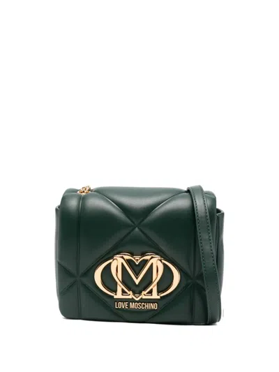 Love Moschino Quilted Logo Cross-body Bag In Green