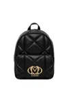 Love Moschino Quilted Logo-plaque Backpack In Black