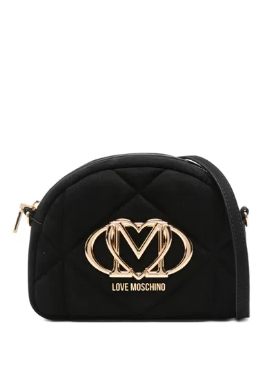 Love Moschino Quilted Logo-plaque Cross Body Bag In Black
