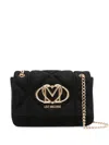 Love Moschino Quilted Logo-plaque Cross Body Bag In Black
