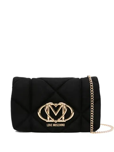 Love Moschino Quilted Logo-plaque Cross Body Bag In Black