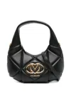 Love Moschino Quilted Logo-plaque Shoulder Bag In Black
