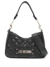 Love Moschino Quilted Logo-plaque Shoulder Bag In Black
